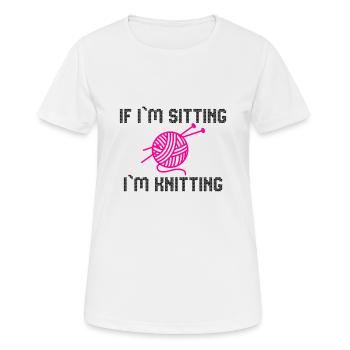 si je suis assis je tricot - T-shirt respirant Femme - blanc - Devant - AI Model Female 172 dark (172cm)