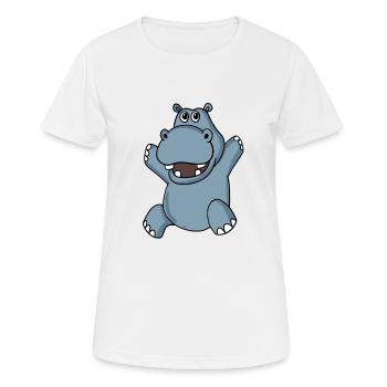 Nilpferd - Frauen T-Shirt atmungsaktiv - Weiß - Vorne - AI Model Female 172 dark (172cm)
