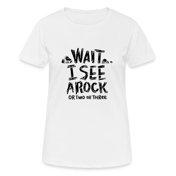 Wait I See A Rock - Frauen T-Shirt atmungsaktiv - Weiß - Vorne - AI Model Female 172 dark (172cm)