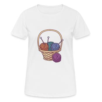 Korb mit Wollknäueln und Nadeln - Frauen T-Shirt atmungsaktiv - Weiß - Vorne - AI Model Female 172 dark (172cm)