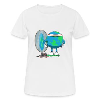Terre plate de forme physique de globe terrestre de régime drôle - T-shirt respirant Femme - blanc - Devant - AI Model Female 172 dark (172cm)