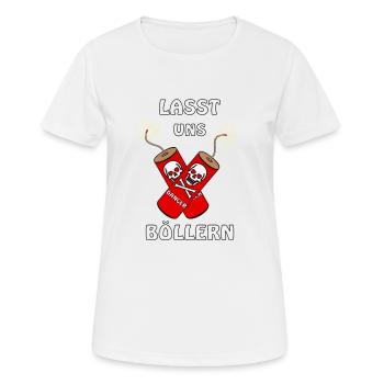 LASST UNS BÖLLERN - Frauen T-Shirt atmungsaktiv - Weiß - Vorne - AI Model Female 172 dark (172cm)