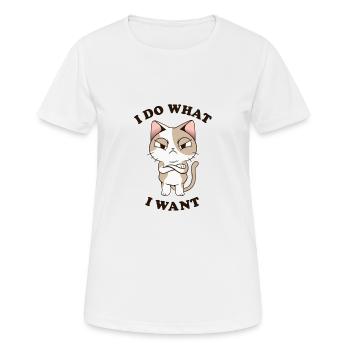 Je fais ce que je veux Drôle de chat sarcastique - T-shirt respirant Femme - blanc - Devant - AI Model Female 172 dark (172cm)