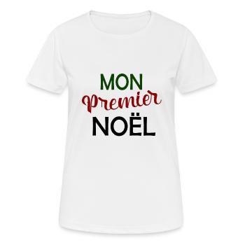 mon premier noël - T-shirt respirant Femme - blanc - Devant - AI Model Female 172 dark (172cm)