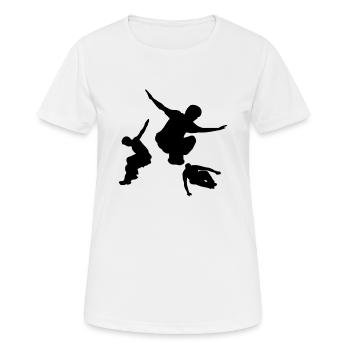 Parkour Freerunner Parcours Backflip - T-shirt respirant Femme - blanc - Devant - AI Model Female 172 dark (172cm)