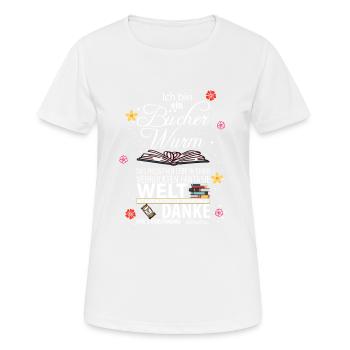 Bücherwurm - Frauen T-Shirt atmungsaktiv - Weiß - Vorne - AI Model Female 172 dark (172cm)