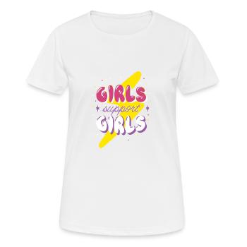 Girls support Girls 90er Feministin Frauen - Frauen T-Shirt atmungsaktiv - Weiß - Vorne - AI Model Female 172 dark (172cm)