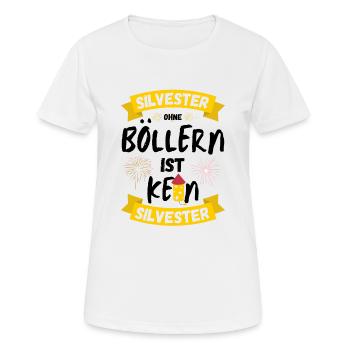Silvester Ohne Böller Böllern Lustiger Spruch BOOM - Frauen T-Shirt atmungsaktiv - Weiß - Vorne - AI Model Female 172 dark (172cm)