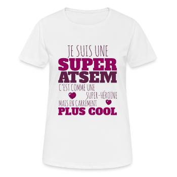 je suis une super Atsem comme une super héroïne - T-shirt respirant Femme - blanc - Devant - AI Model Female 172 dark (172cm)