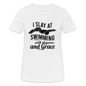 Hallenbad Freibad Badesee Schwimmen - Frauen T-Shirt atmungsaktiv - Weiß - Vorne - AI Model Female 172 dark (172cm)