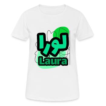 Laura #Kalligraphie - Frauen T-Shirt atmungsaktiv - Weiß - Vorne - AI Model Female 172 dark (172cm)