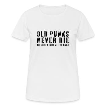 Old Punks Never Die - Punk Rock Distressed Gift - Women's Breathable T-Shirt - white - Front - AI Model Female 172 dark (172cm)
