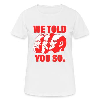 Marx, Engels und Lenin Kommunismus Spruch - Frauen T-Shirt atmungsaktiv - Weiß - Vorne - AI Model Female 172 dark (172cm)