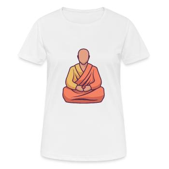 Un moine pratiquant le yoga - T-shirt respirant Femme - blanc - Devant - AI Model Female 172 dark (172cm)