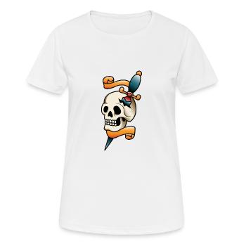 Dagger and Skull Tattoo - Women's Breathable T-Shirt - white - Front - AI Model Female 172 dark (172cm)