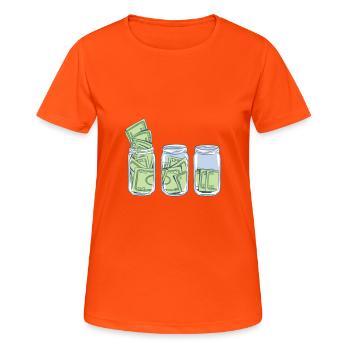 Dollar bills in a glass - Women's Breathable T-Shirt - neon orange - Front - AI Model Female 172 dark (172cm)