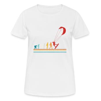 Retro Evolution Kite Surfing Funny Kite Boarding - Women's Breathable T-Shirt - white - Front - AI Model Female 172 dark (172cm)
