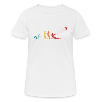 Retro Evolution Kite Surfing Funny Kite Boarding - Women's Breathable T-Shirt - white - Front - AI Model Female 172 dark (172cm)