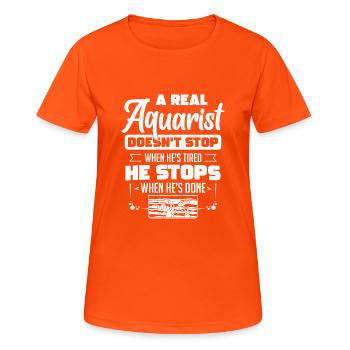 Aquarist Fish Tank Lover Funny Aquarium disant - T-shirt respirant Femme - orange néon - Devant - AI Model Female 172 dark (172cm)