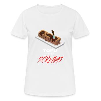 Le tofu ne crie pas Le tofu ne crie jamais Végéta végétalien - T-shirt respirant Femme - blanc - Devant - AI Model Female 172 dark (172cm)