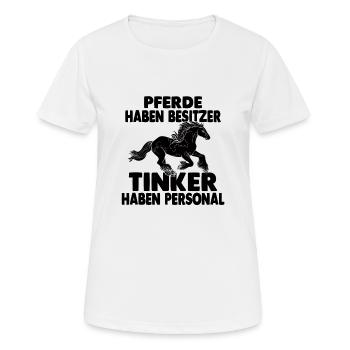 Tinker Reiten Reitstall Pferd Reitsport Reitverein - Frauen T-Shirt atmungsaktiv - Weiß - Vorne - AI Model Female 172 dark (172cm)