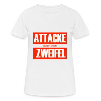 Attacke gegen jeden Zweifel - Frauen T-Shirt atmungsaktiv - Weiß - Vorne - AI Model Female 172 dark (172cm)