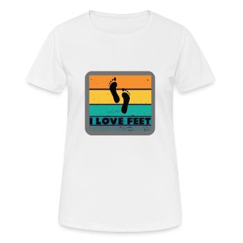 J'aime les pieds pieds fétichisme des pieds rétro vintage - T-shirt respirant Femme - blanc - Devant - AI Model Female 172 dark (172cm)