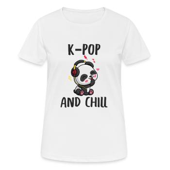 k-pop k pop kpop & and chill Korea music gift - Women's Breathable T-Shirt - white - Front - AI Model Female 172 dark (172cm)