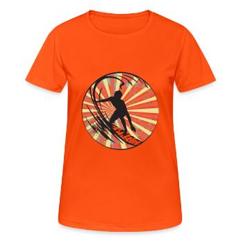 Surfing - Frauen T-Shirt atmungsaktiv - Neonorange - Vorne - AI Model Female 172 dark (172cm)
