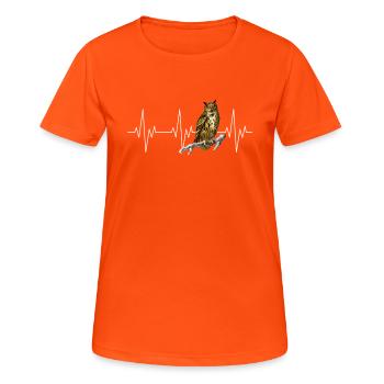 Barn Owl Heartbeat Bird of Prey Birders EKG - Women's Breathable T-Shirt - neon orange - Front - AI Model Female 172 dark (172cm)