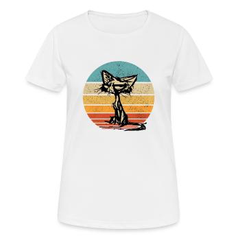 Böse Freche Katze Katzen Kätzchen Retro vintage - Frauen T-Shirt atmungsaktiv - Weiß - Vorne - AI Model Female 172 dark (172cm)