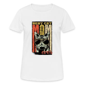 Best cat mom ever. Cat mom. Cat gift - Women's Breathable T-Shirt - white - Front - AI Model Female 172 dark (172cm)