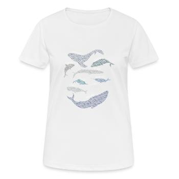 9 Types of Whales Whale Breeds Species Whale Lover - Frauen T-Shirt atmungsaktiv - Weiß - Vorne - AI Model Female 172 dark (172cm)
