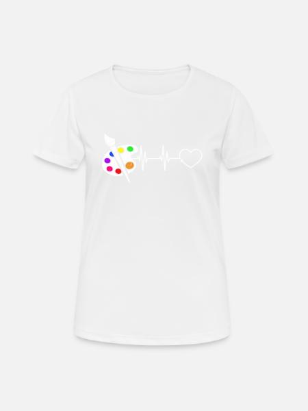 Paint Brush Palette Heartbeat Artiste Drôle Peintre - T-shirt respirant Femme - blanc