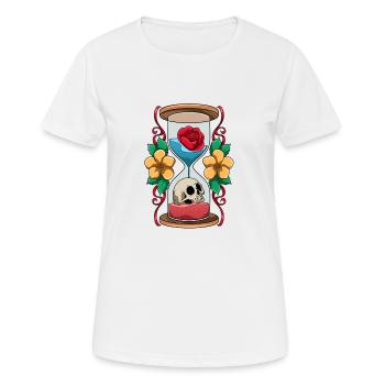 Hourglass with skull and rose time - Women's Breathable T-Shirt - white - Front - AI Model Female 172 dark (172cm)