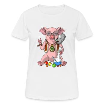 Schwein Hippie, das Unkraut raucht - Frauen T-Shirt atmungsaktiv - Weiß - Vorne - AI Model Female 172 dark (172cm)