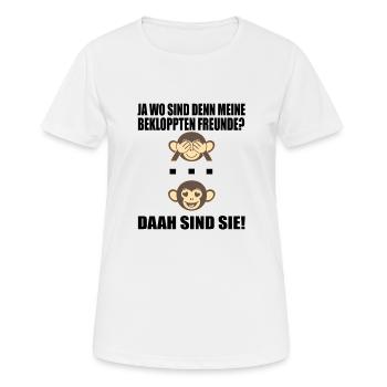 ja wo sind denn meine bekloppten freunde - Frauen T-Shirt atmungsaktiv - Weiß - Vorne - AI Model Female 172 dark (172cm)