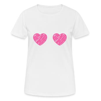 BOOBIES Brustkrebs Geschenk Pink Ribbon - Frauen T-Shirt atmungsaktiv - Weiß - Vorne - AI Model Female 172 dark (172cm)