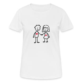 Verliebtes Pärchen Geschenk süße Strichmännchen - Frauen T-Shirt atmungsaktiv - Weiß - Vorne - AI Model Female 172 dark (172cm)