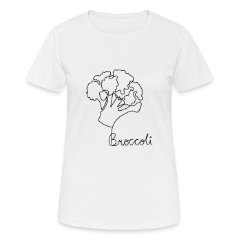 LINETEXT BROCCOLI | Légumes Alimentation saine Veggi - T-shirt respirant Femme - blanc - Devant - AI Model Female 172 dark (172cm)