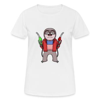 Préposé à la station-service paresseux station-service - T-shirt respirant Femme - blanc - Devant - AI Model Female 172 dark (172cm)