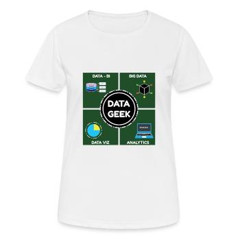 Talk Data To me Data Science und Datascientist - Frauen T-Shirt atmungsaktiv - Weiß - Vorne - AI Model Female 172 dark (172cm)