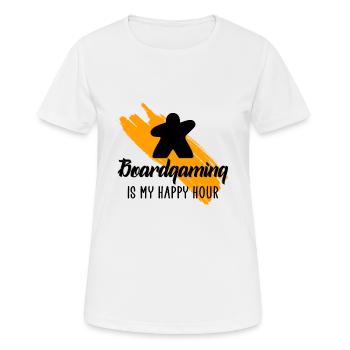 boardgaming is my happy hour - Frauen T-Shirt atmungsaktiv - Weiß - Vorne - AI Model Female 172 dark (172cm)