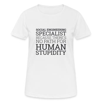 « Social Engineering Specialist » | Ordinateur - T-shirt respirant Femme - blanc - Devant - AI Model Female 172 dark (172cm)