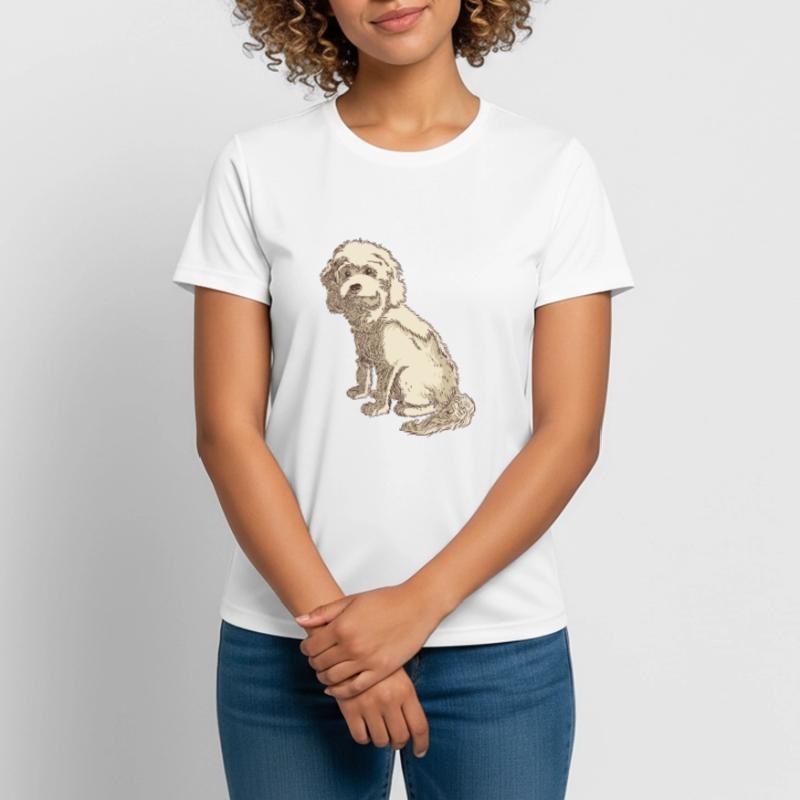 Cockapoo Hundezeichnung eines Cockapoo Frauen T-Shirt atmungsaktiv
