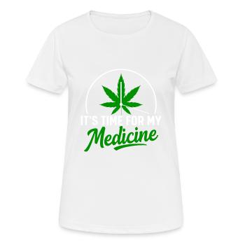 Its Time for my Medicine Weed Cannabis - Frauen T-Shirt atmungsaktiv - Weiß - Vorne - AI Model Female 172 dark (172cm)