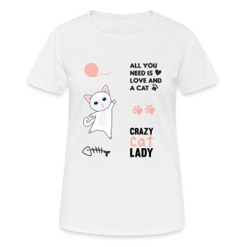 Katze weiße Katzen rosa Sprüche Stickerpack Pfoten - Frauen T-Shirt atmungsaktiv - Weiß - Vorne - AI Model Female 172 dark (172cm)