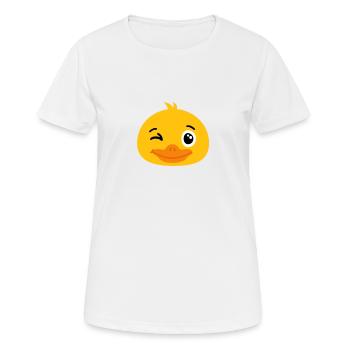 Ente zwinkern - Frauen T-Shirt atmungsaktiv - Weiß - Vorne - AI Model Female 172 dark (172cm)