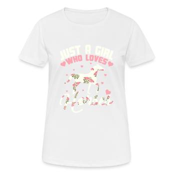 Girl how loves Pferde Reiter Geschenk - Frauen T-Shirt atmungsaktiv - Weiß - Vorne - AI Model Female 172 dark (172cm)