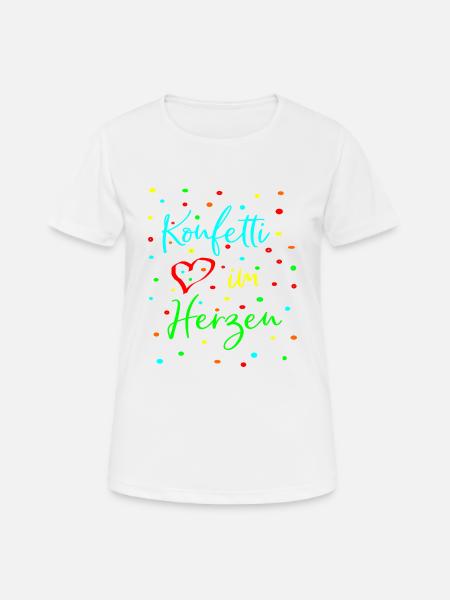 Karneval Fasching Konfetti im Herzen - Frauen T-Shirt atmungsaktiv - Weiß